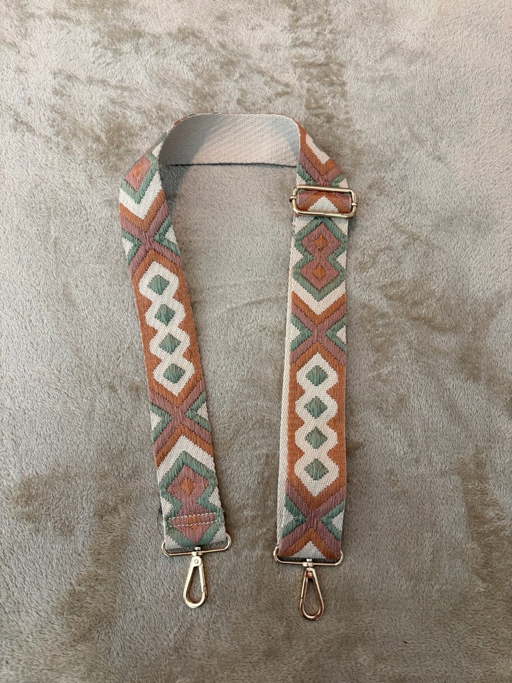 Adjustable Woven Aztec Bag Strap in Terracotta & Sage